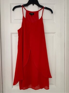 A. Byer Red Layered Spaghetti-Strap Mini Dress